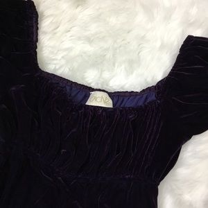 CACHE Plum Velour Peasant Maxi Dress